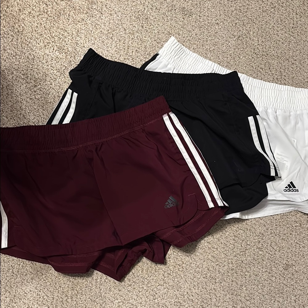 Adidas Shorts Trio - Black, White, Burgundy